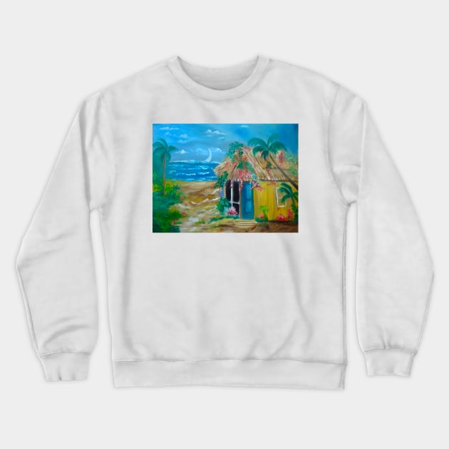 Path to the Beach Little Grass Shack Crewneck Sweatshirt by jennyleeandjim